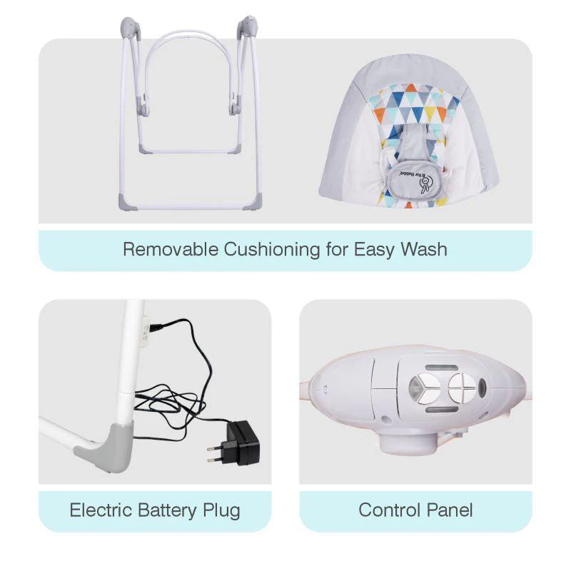 Snicker Automatic Baby Swing - Grey Multi - Image 6