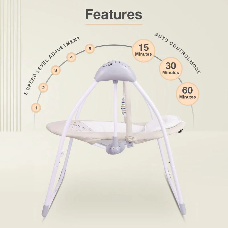 Snicker Automatic Baby Swing - Beige - Image 2