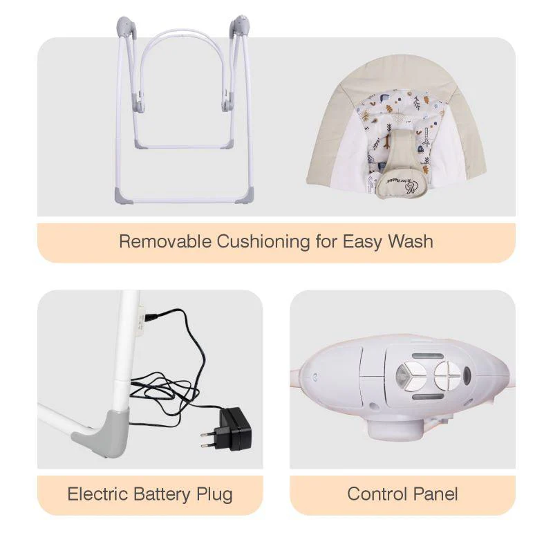 Snicker Automatic Baby Swing - Beige - Image 6