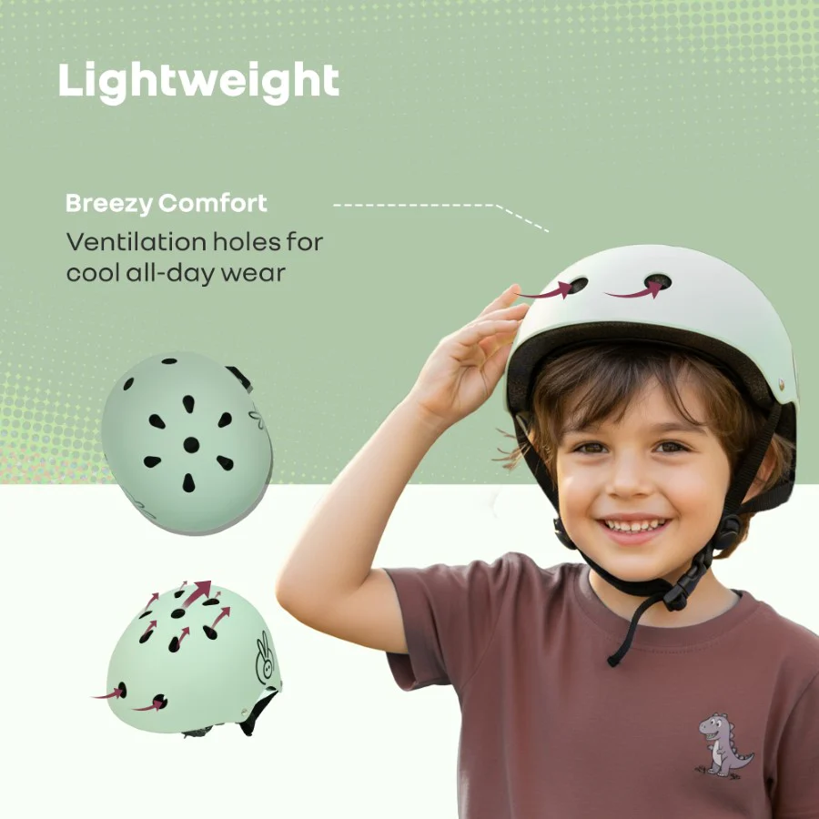 Safe Play Best Kids Safety Helmet - Trusted EN1078 Certified Helmet for Kids with Shock-Absorbing EPS Foam 5-13 Years - Green - Image 3