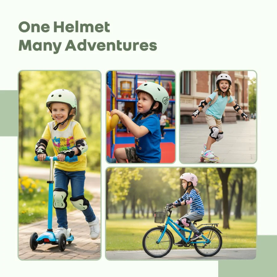 Safe Play Best Kids Safety Helmet - Trusted EN1078 Certified Helmet for Kids with Shock-Absorbing EPS Foam 5-13 Years - Green - Image 6