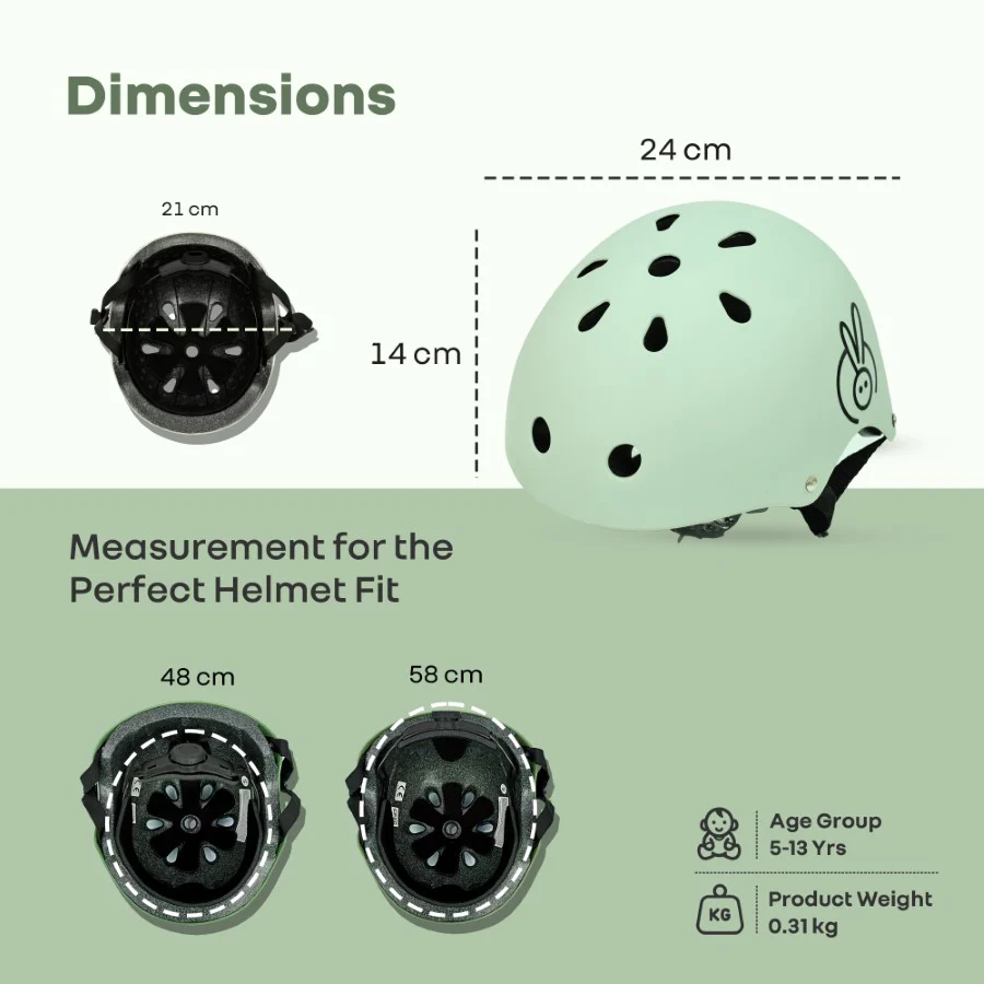 Safe Play Best Kids Safety Helmet - Trusted EN1078 Certified Helmet for Kids with Shock-Absorbing EPS Foam 5-13 Years - Green - Image 8