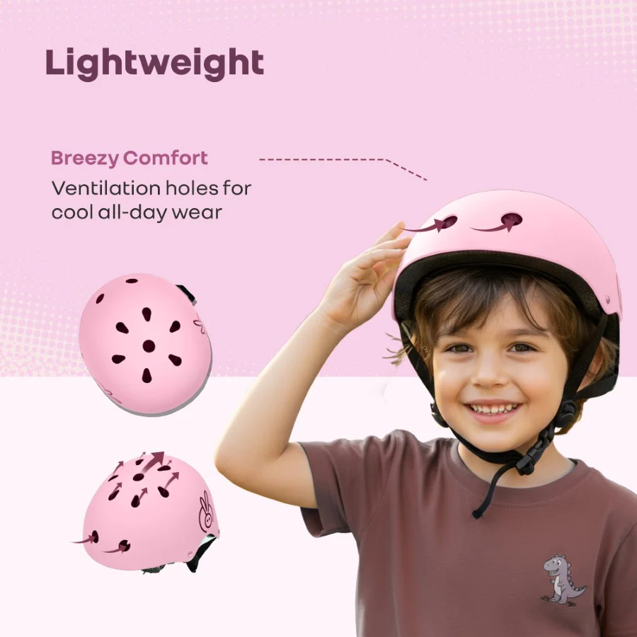 Safe Play Best Kids Safety Helmet - Trusted EN1078 Certified Helmet for Kids with Shock-Absorbing EPS Foam 5-13 Years - Pink - Image 3