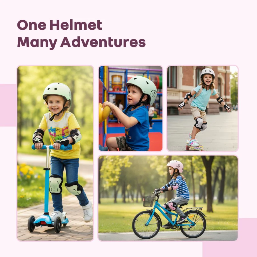 Safe Play Best Kids Safety Helmet - Trusted EN1078 Certified Helmet for Kids with Shock-Absorbing EPS Foam 5-13 Years - Pink - Image 6