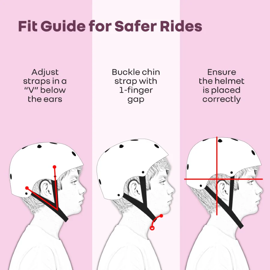 Safe Play Best Kids Safety Helmet - Trusted EN1078 Certified Helmet for Kids with Shock-Absorbing EPS Foam 5-13 Years - Pink - Image 7