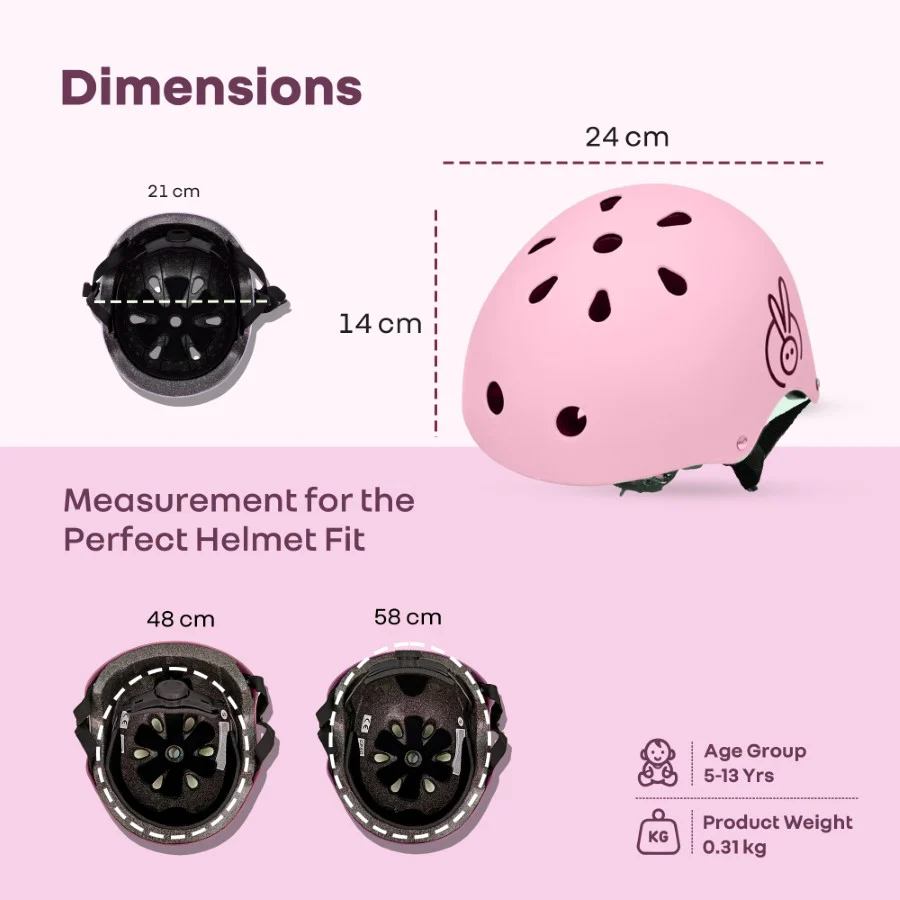 Safe Play Best Kids Safety Helmet - Trusted EN1078 Certified Helmet for Kids with Shock-Absorbing EPS Foam 5-13 Years - Pink - Image 8
