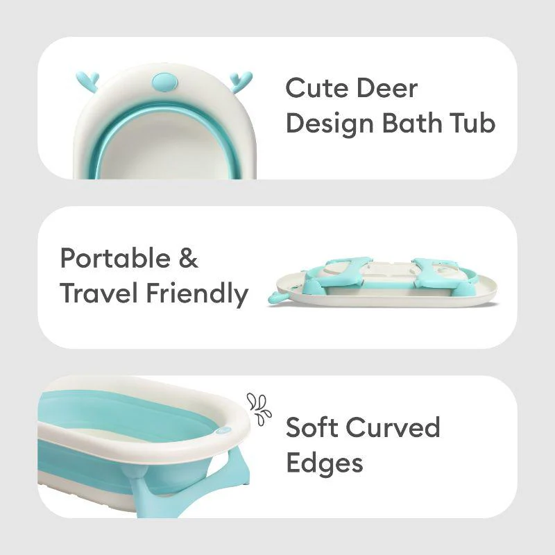 Bubble Double Aqua Baby Bath Tub Compact Fold & Portable - Blue - Image 6