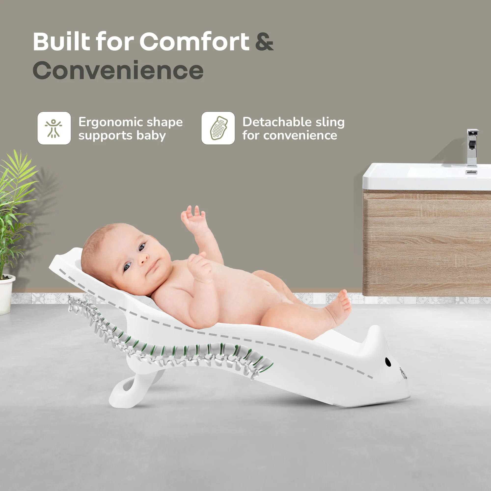 Bubble Double Bunny by R for Rabbit 3-in-1 Baby Bath Tub & Bather - Grey - Image 4
