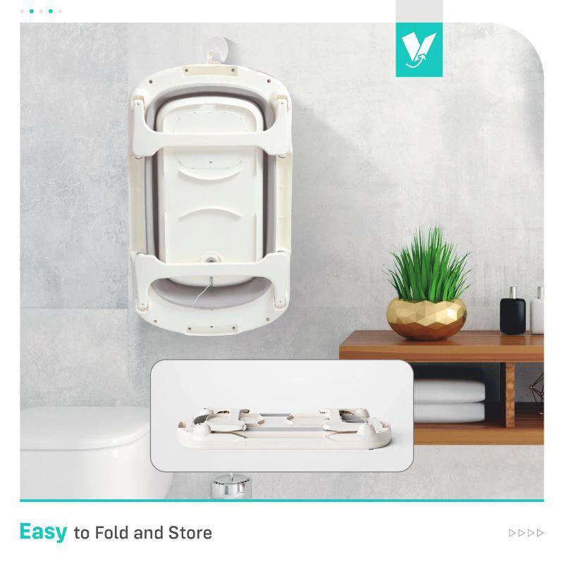 Bubble Double Smart Baby Bath Tub With Smart Water Temperature Plug - Grey White - Image 4