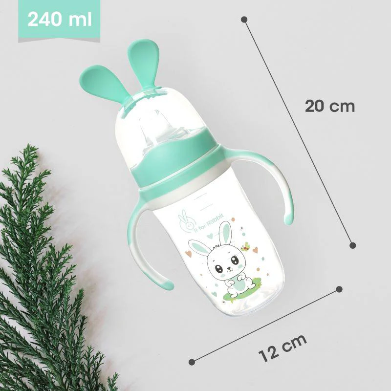 Bunny Baby Spout Sippy Cup 240ML With Soft Silicon Spout for Baby 6 Months+ - Green - Image 3
