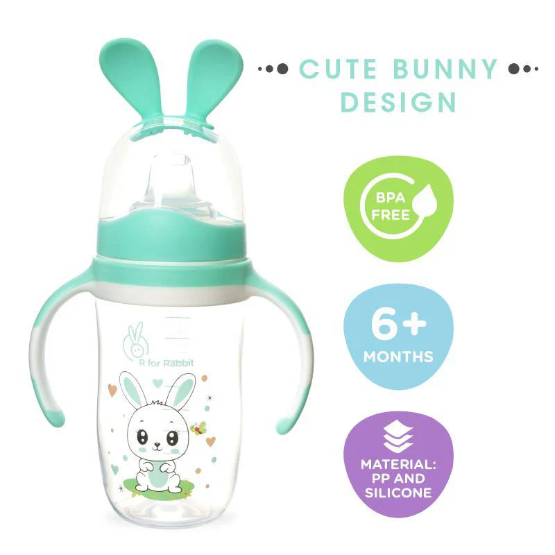Bunny Baby Spout Sippy Cup 240ML With Soft Silicon Spout for Baby 6 Months+ - Green - Image 8