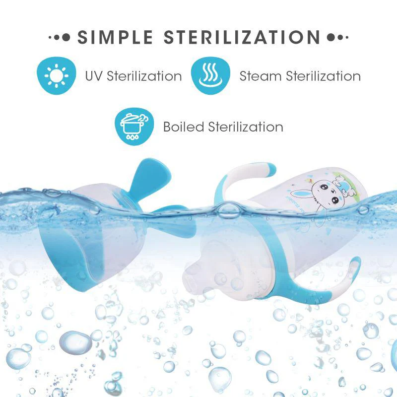 Bunny Baby Spout Sippy Cup 240ML With Soft Silicon Spout for Baby 6 Months+ - Blue - Image 5