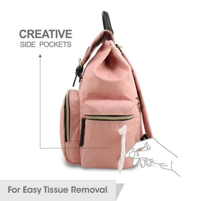 Caramello Bliss Diaper Bag With Personalized Name Tag - Pink - Image 4