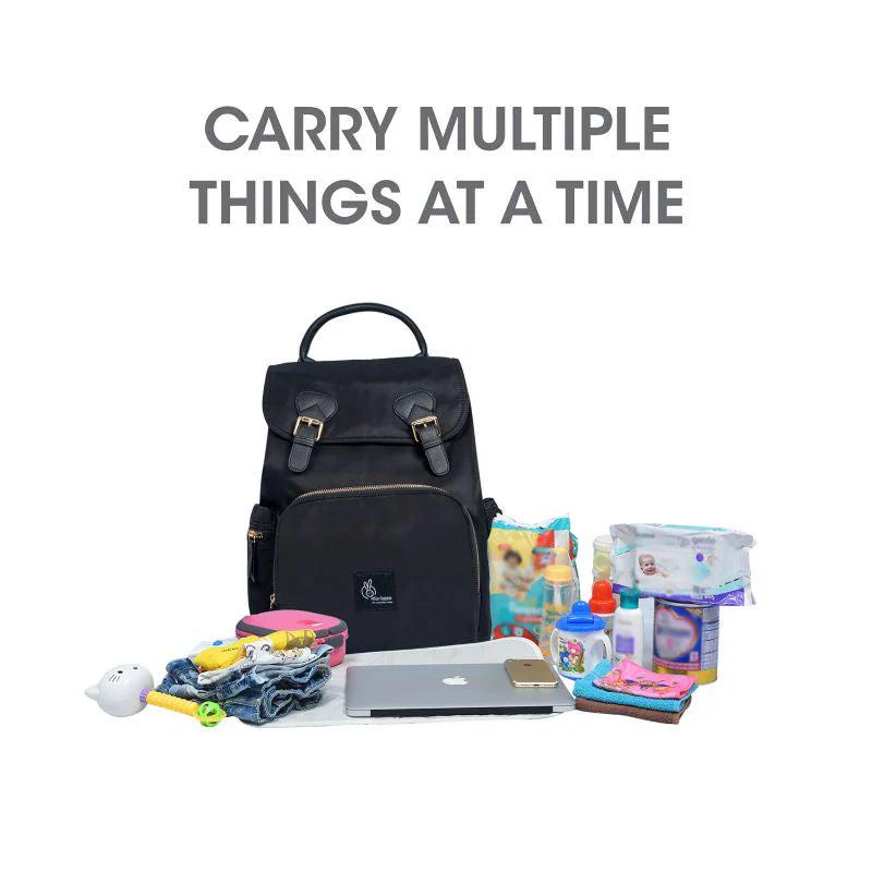 Caramello Bliss Diaper Bag With Personalized Name Tag - Black - Image 7