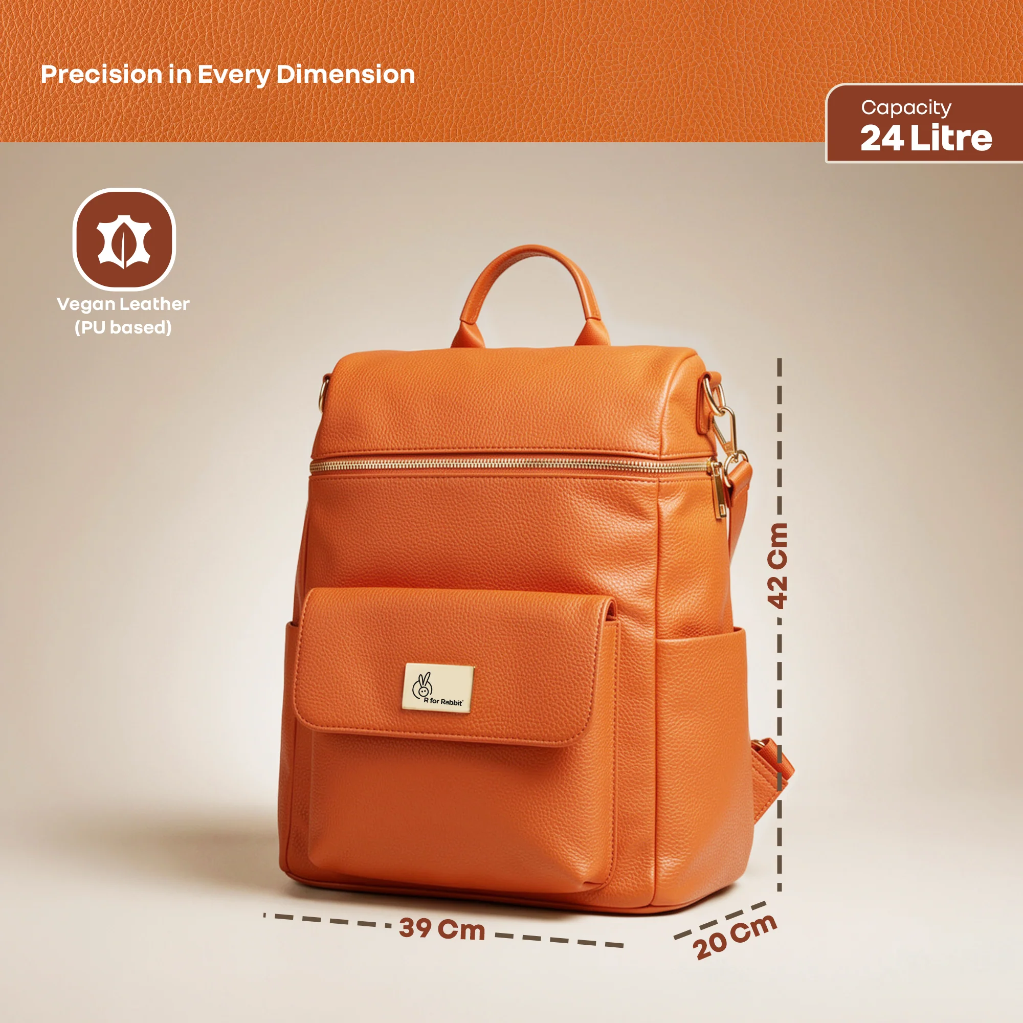 Caramello Bold Ivy Diaper Bag for Moms, Dual Carry Sling, Insulated Bottle Pockets With Premium Vegan Leather - Rust Orange - Image 10