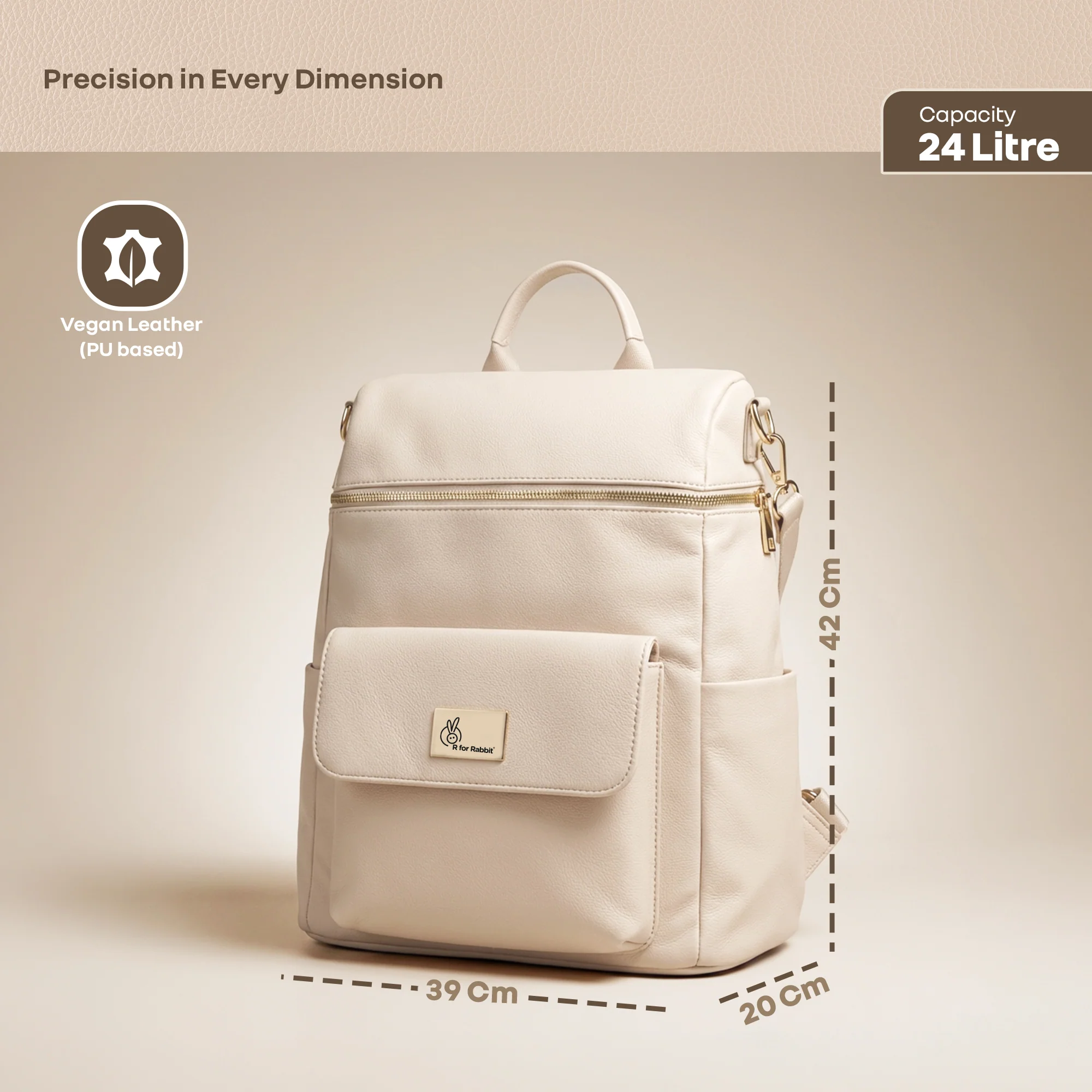 Caramello Bold Ivy Diaper Bag for Moms, Dual Carry Sling, Insulated Bottle Pockets With Premium Vegan Leather - Ivory Beige - Image 10