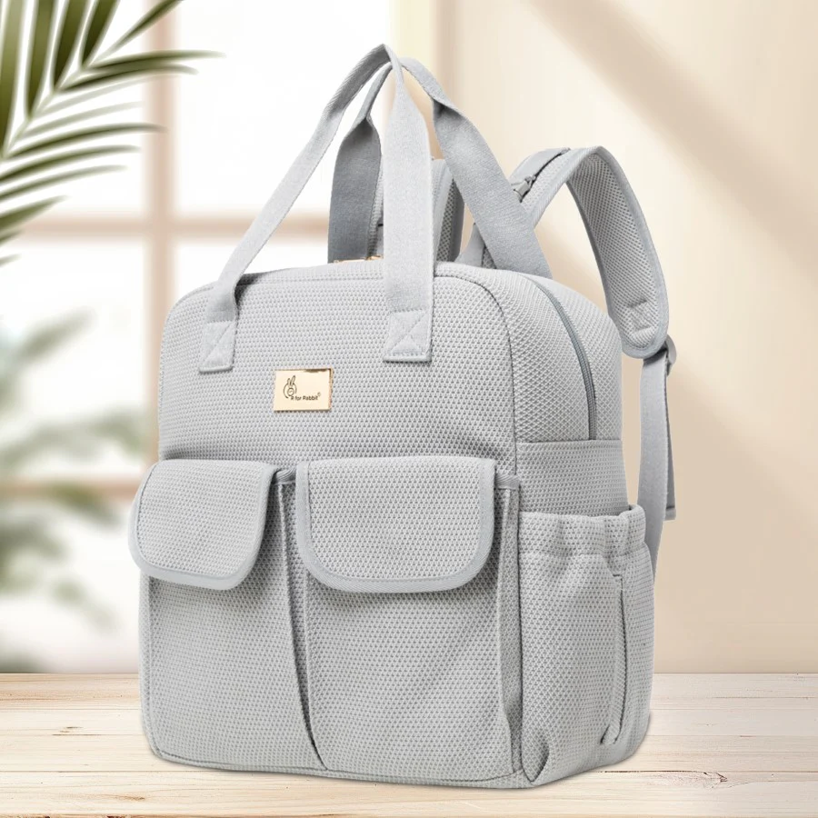 Caramello Breezy Premium Material Diaper Bag For New Moms - Grey - Image 2