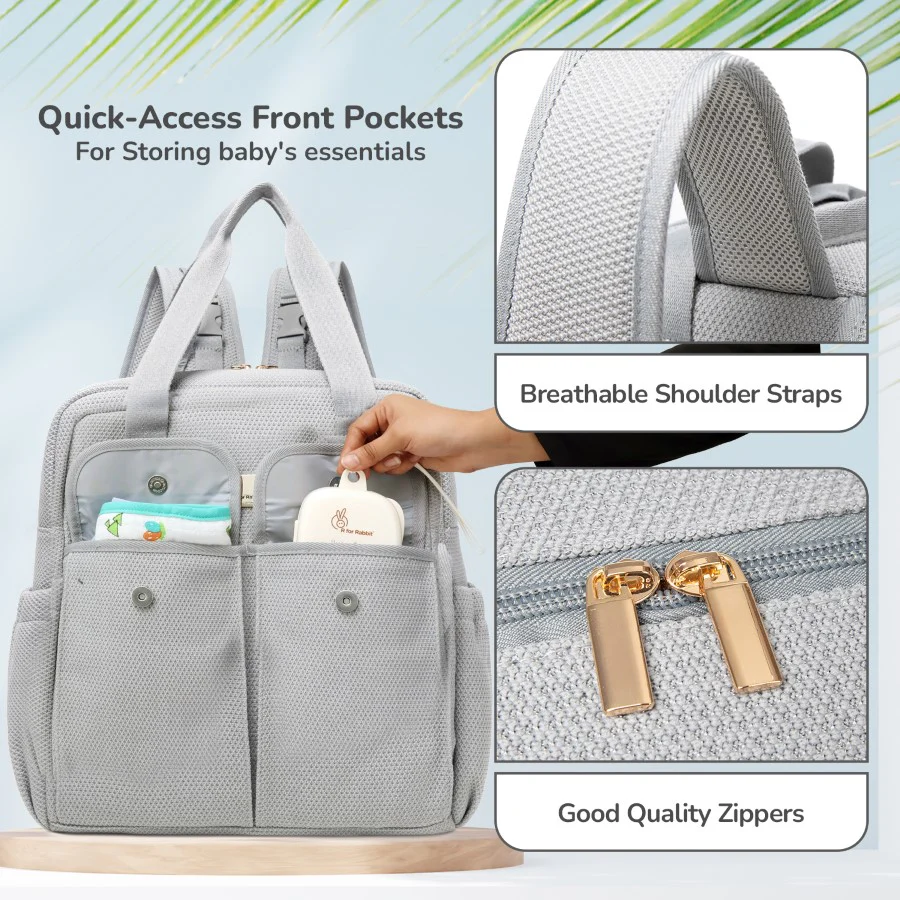 Caramello Breezy Premium Material Diaper Bag For New Moms - Grey - Image 4