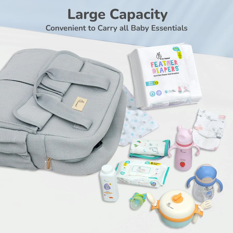 Caramello Breezy Premium Material Diaper Bag For New Moms - Grey - Image 5