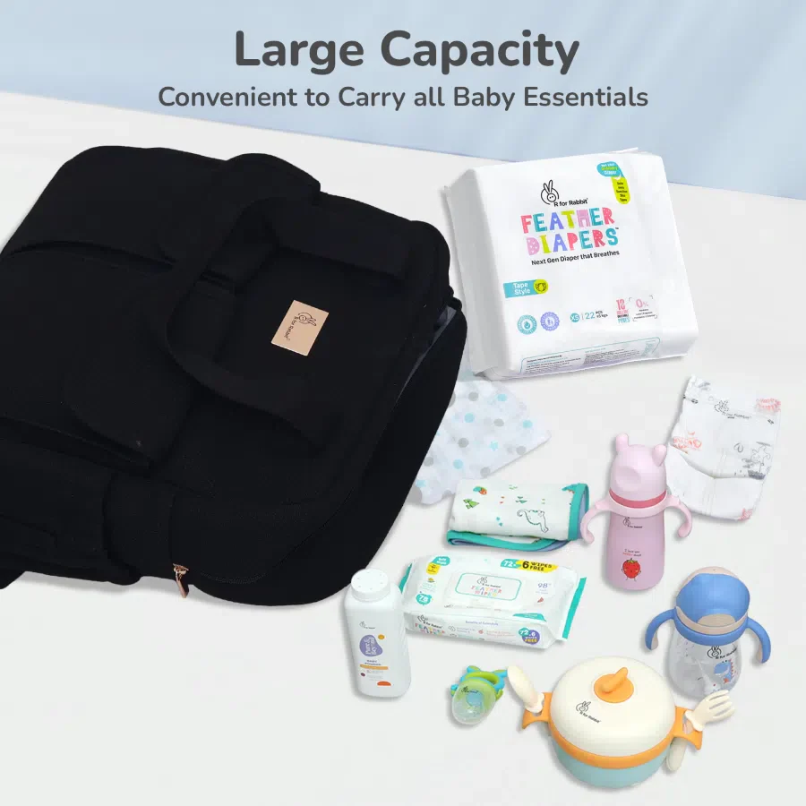 Caramello Breezy Diaper Bag With Personalized Name Tag - Black - Image 6