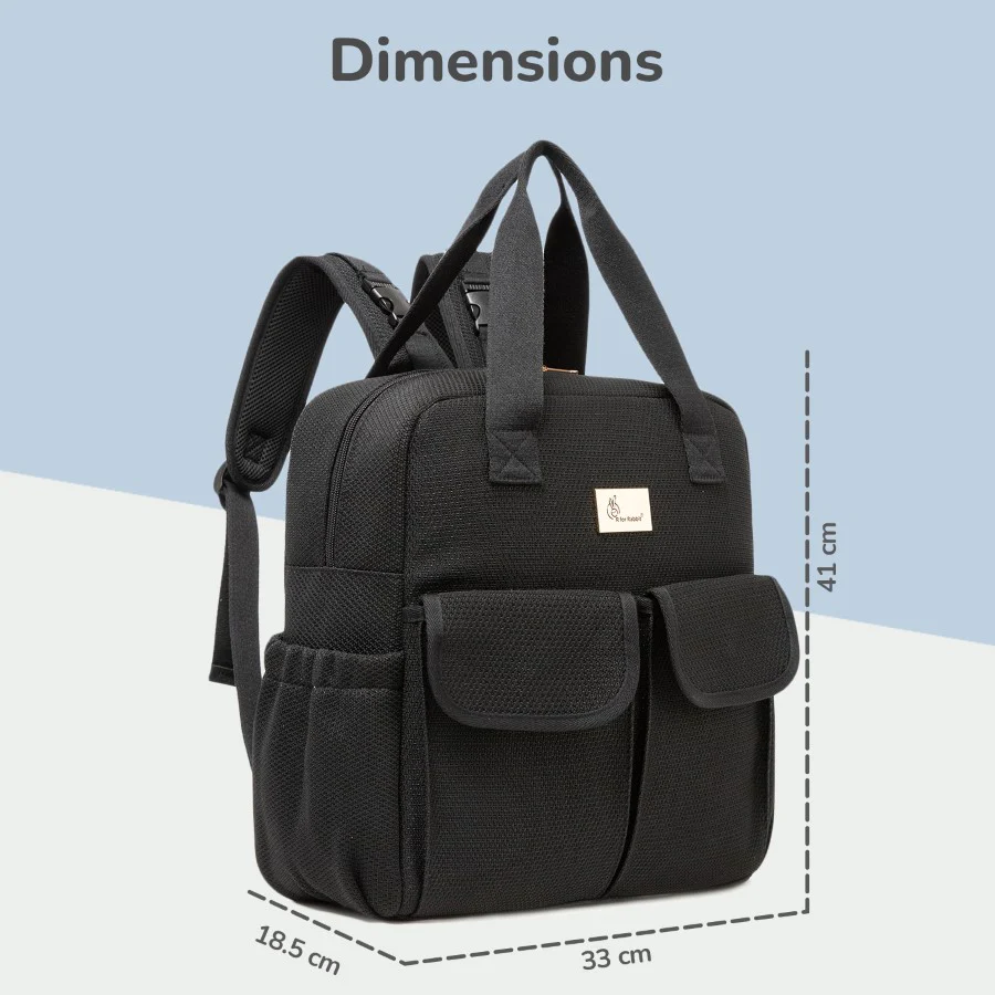 Caramello Breezy Premium Material Diaper Bag For New Moms - Black - Image 8