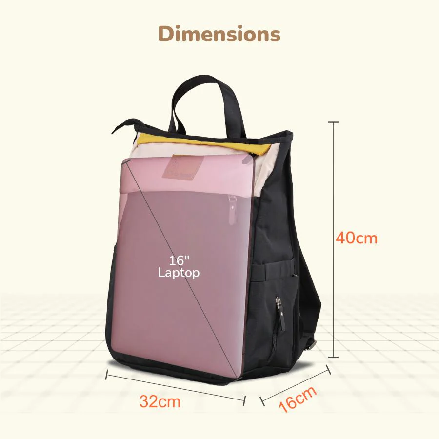 Caramello Daisy 2-in-1 Multipurpose Diaper Bag for Parents - Black Cream - Image 10