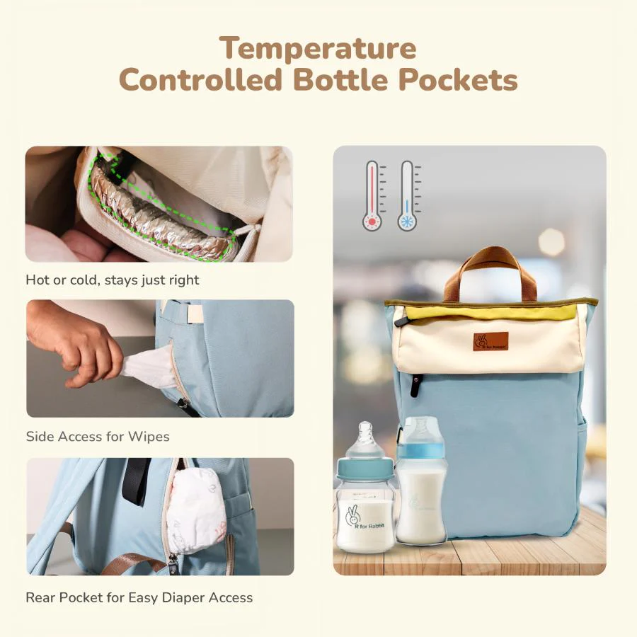 Caramello Daisy 2-in-1 Multipurpose Diaper Bag for Parents - Blue Cream - Image 3