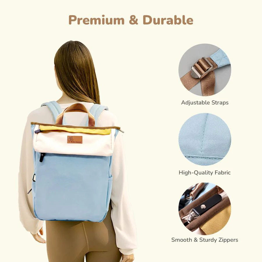 Caramello Daisy 2-in-1 Multipurpose Diaper Bag for Parents - Blue Cream - Image 5