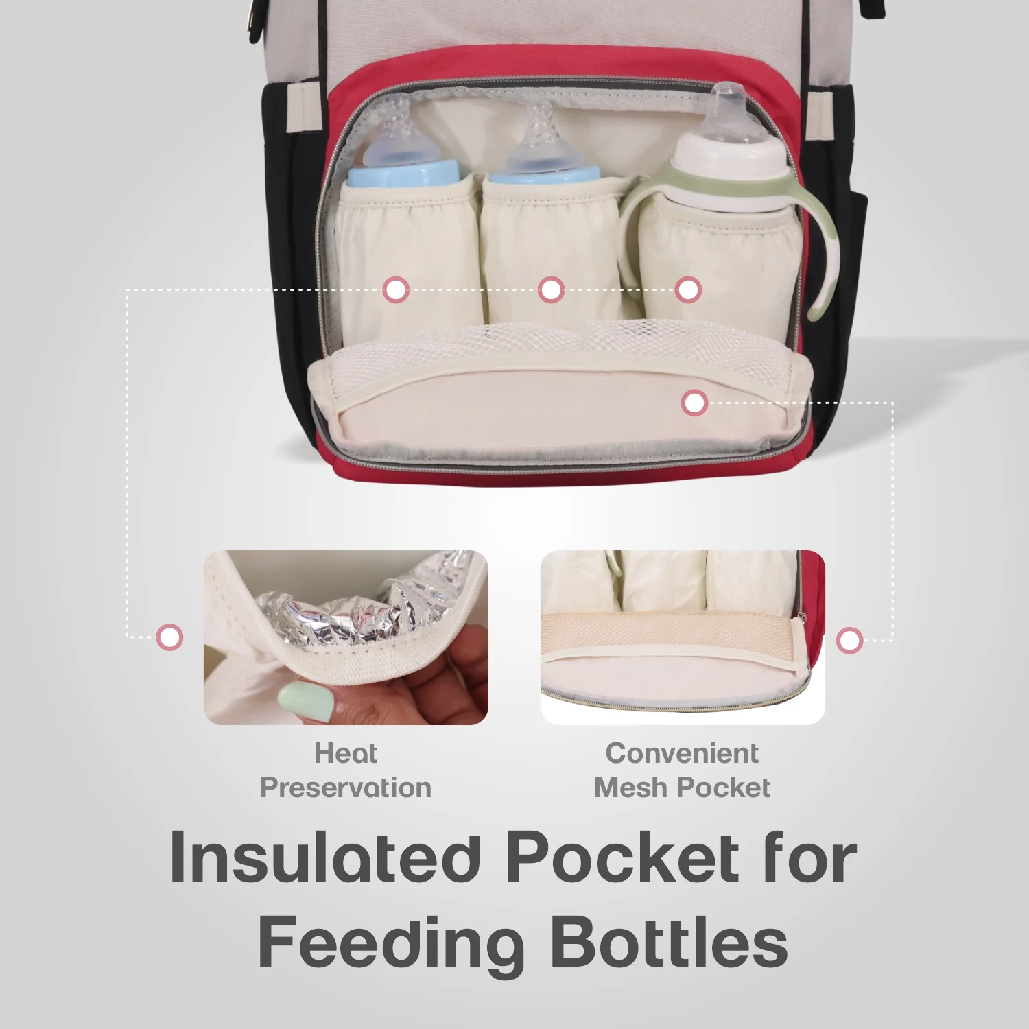 Caramello Diaper Bag Smart and Fashionable Diaper Bag For Moms - Cream Red - Image 4