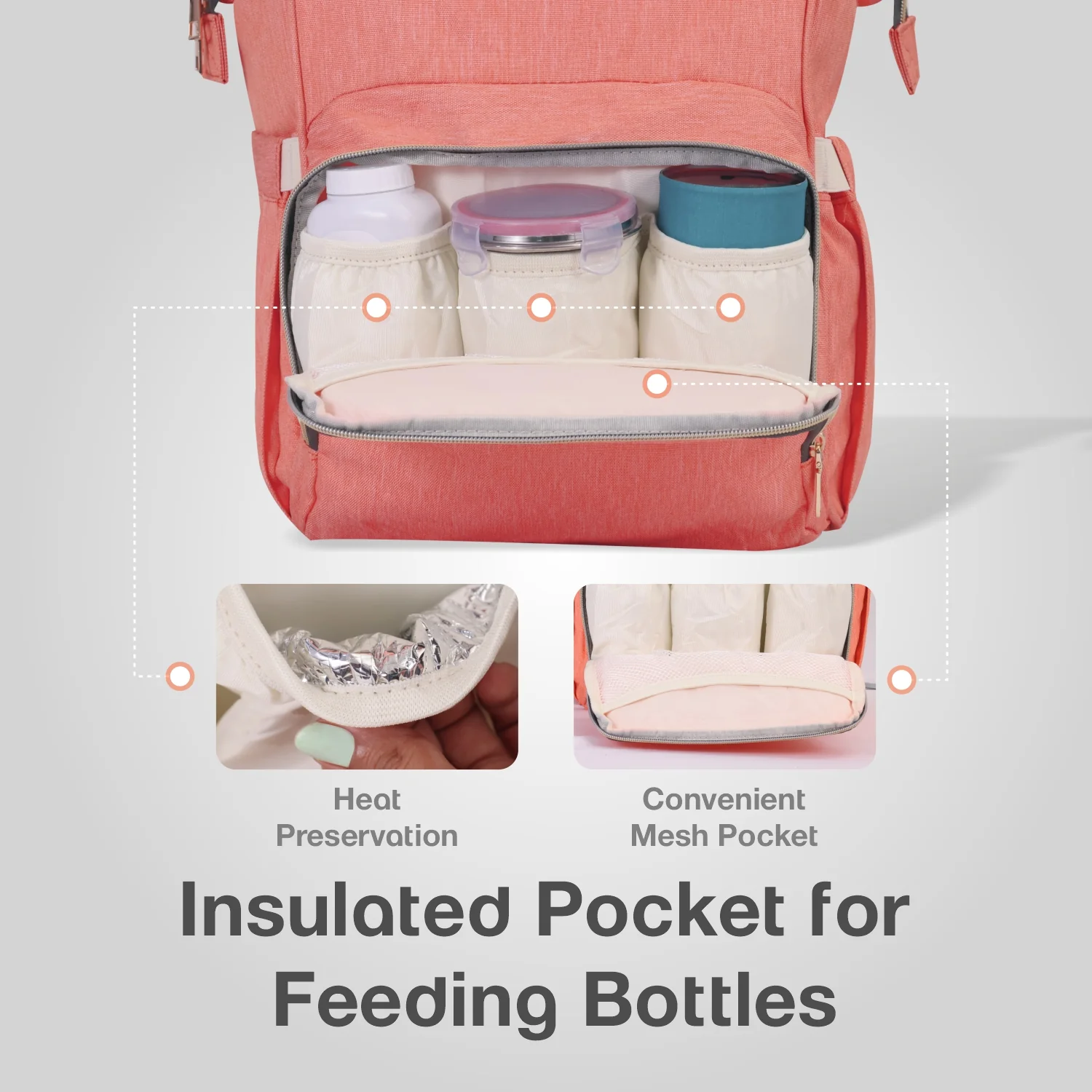 Caramello Diaper Bag Smart and Fashionable Diaper Bag For Moms - Peach - Image 4