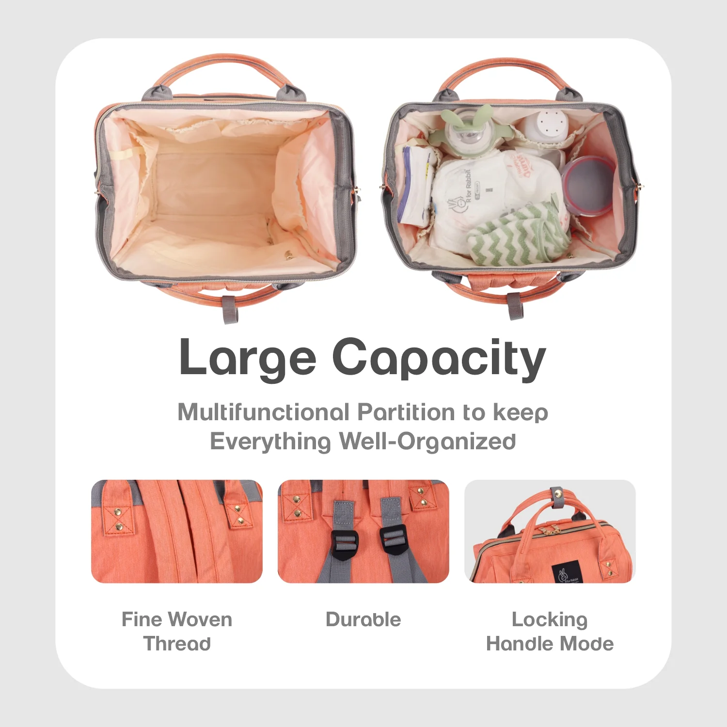 Caramello Diaper Bag Smart and Fashionable Diaper Bag For Moms - Peach - Image 6