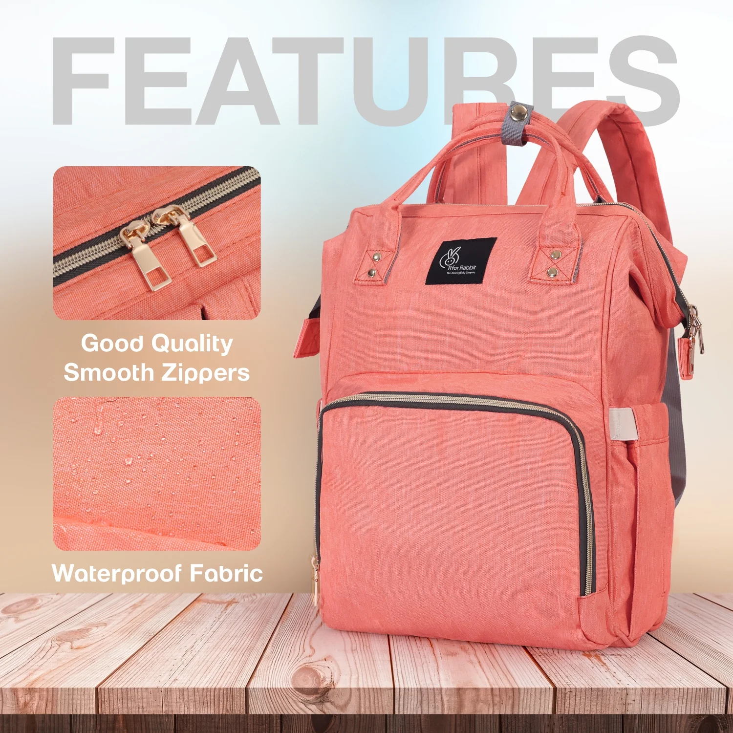 Caramello Diaper Bag Smart and Fashionable Diaper Bag For Moms - Peach - Image 7