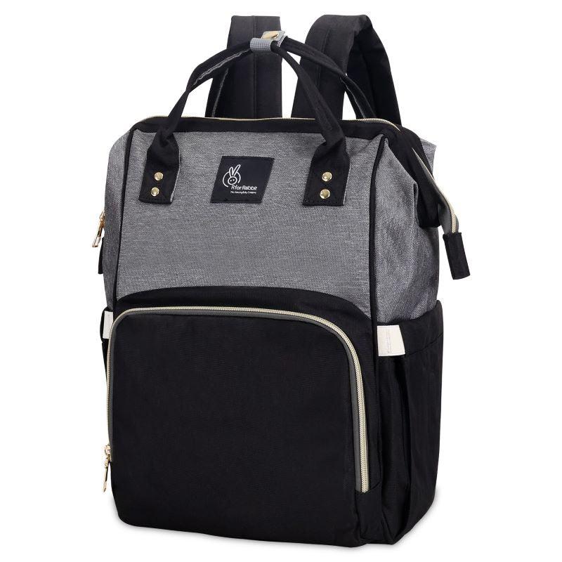 Caramello Diaper Bag For Moms With Personalized Name Tag - Black Grey - Image 2