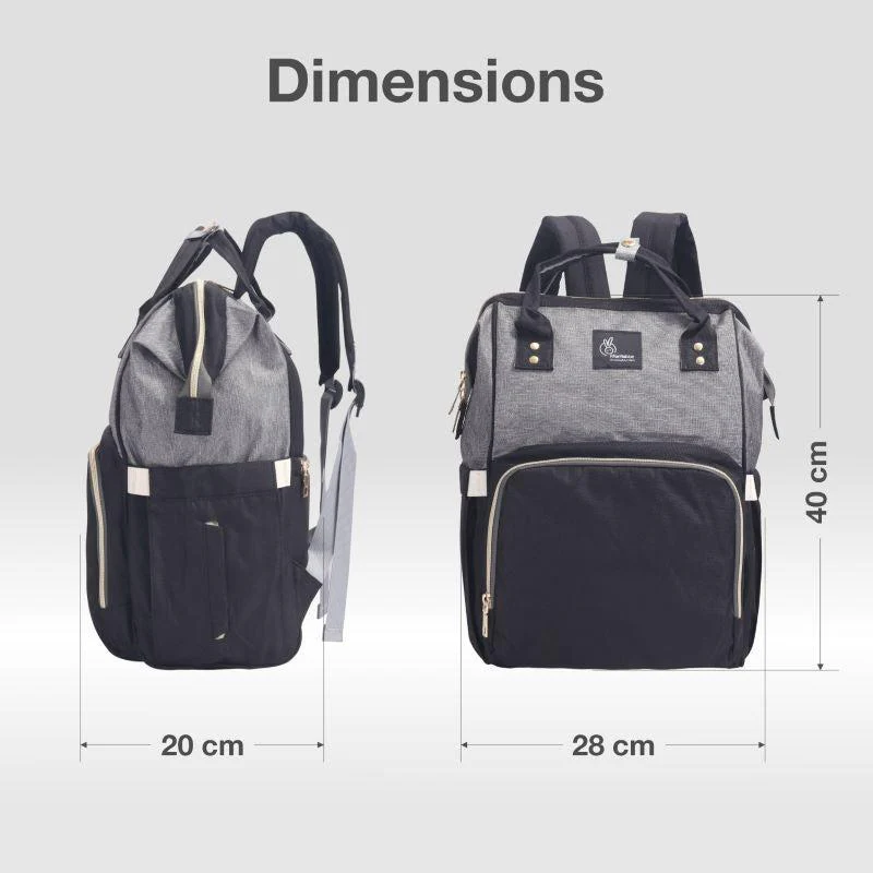 Caramello Diaper Bag For Moms With Personalized Name Tag - Black Grey - Image 6