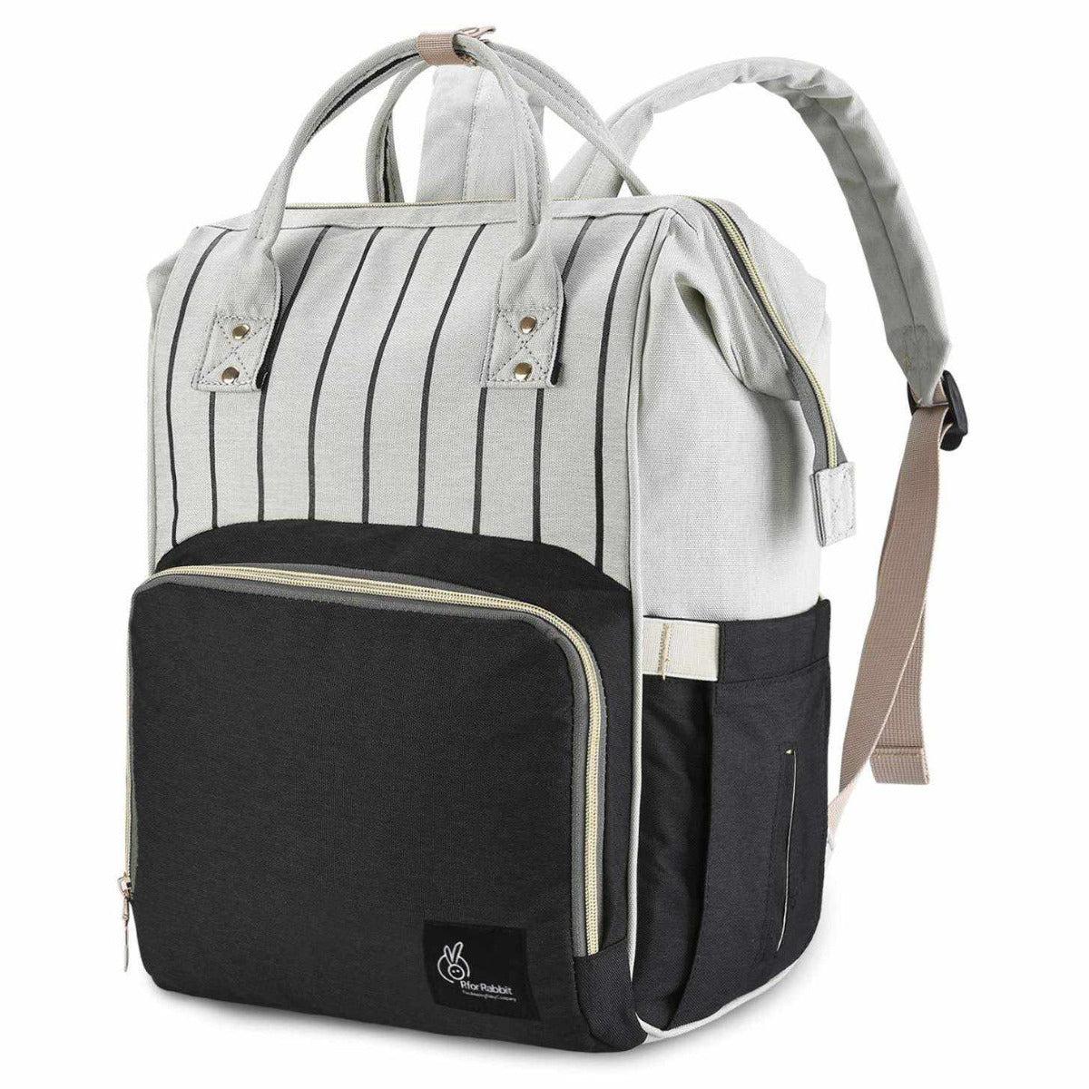 Caramello Diaper Bag For Moms With Personalized Name Tag - Black Stripes - Image 2