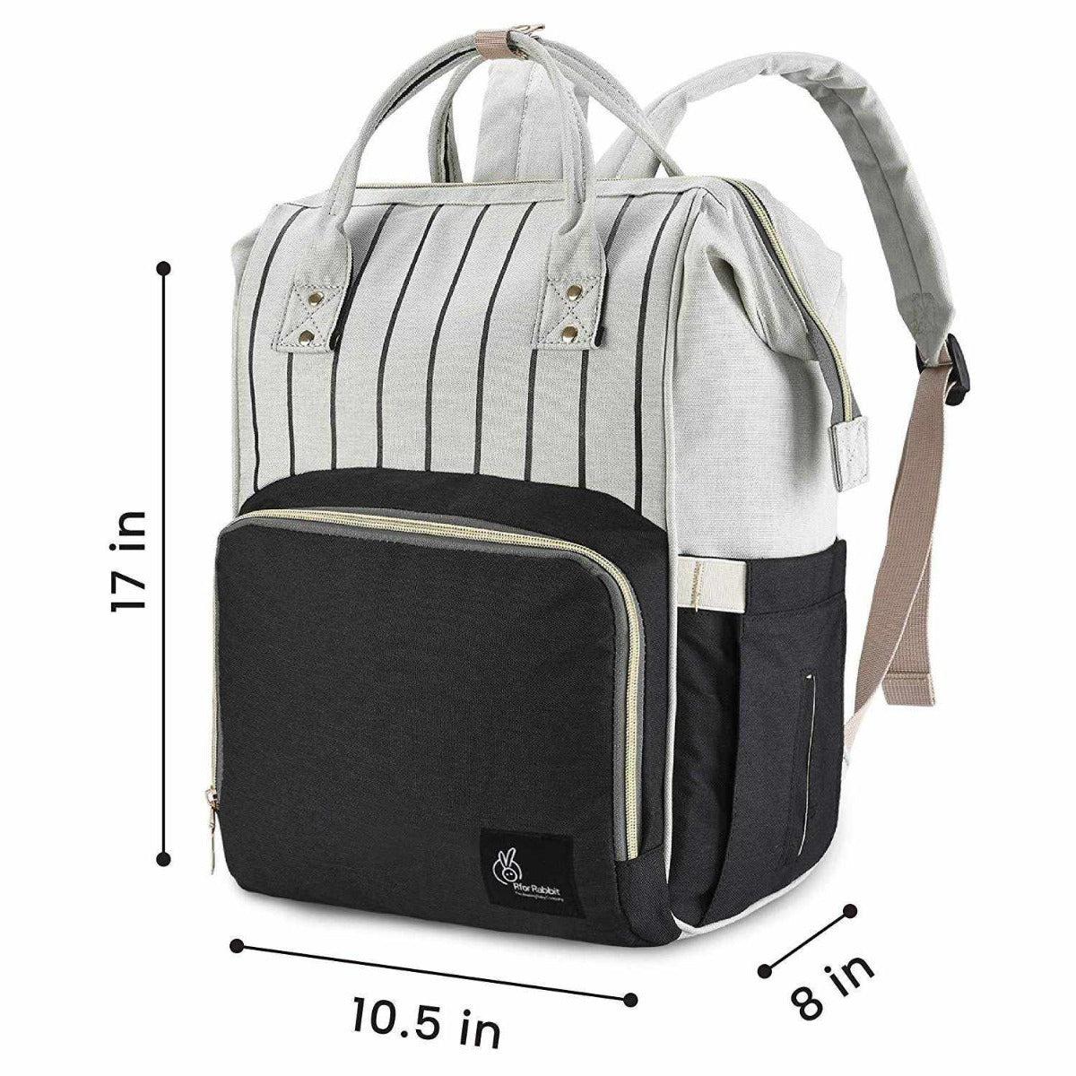 Caramello Diaper Bag For Moms With Personalized Name Tag - Black Stripes - Image 7