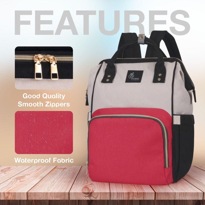 Caramello Diaper Bag For Moms With Personalized Name Tag - Red Cream - Image 9