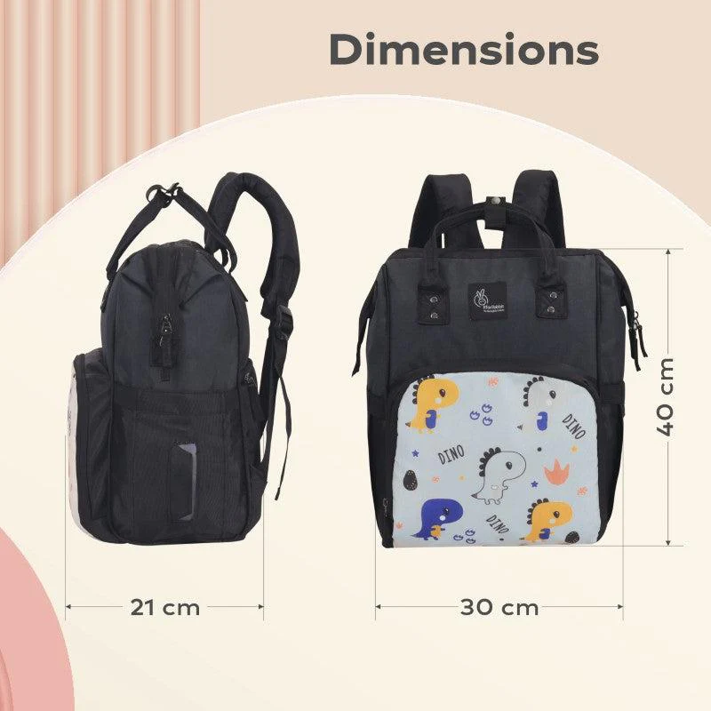 Caramello Dino Diaper Bag For Mother With 11 Pockets - Grey - Image 4