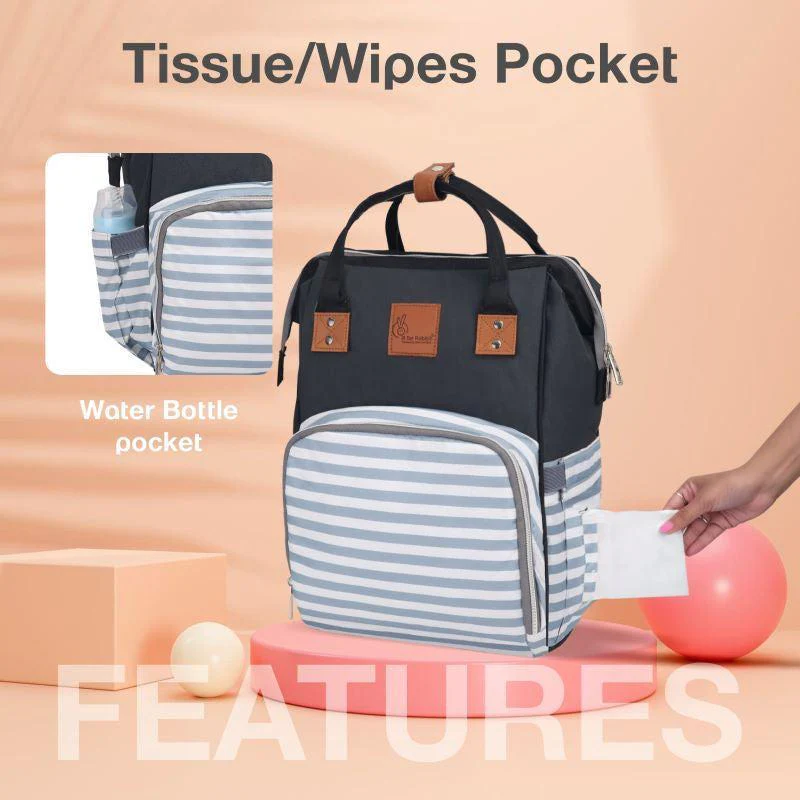 Caramello Regal Diaper Bag Cute & Stylish Diaper Bag For Mom's - Grey Stripes - Image 2