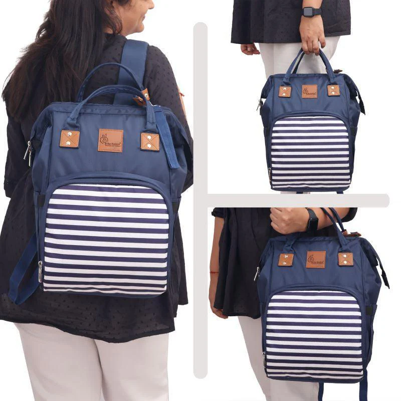 Caramello Regal Diaper Bag With Personalized Name Tag - Blue Stripes - Image 10