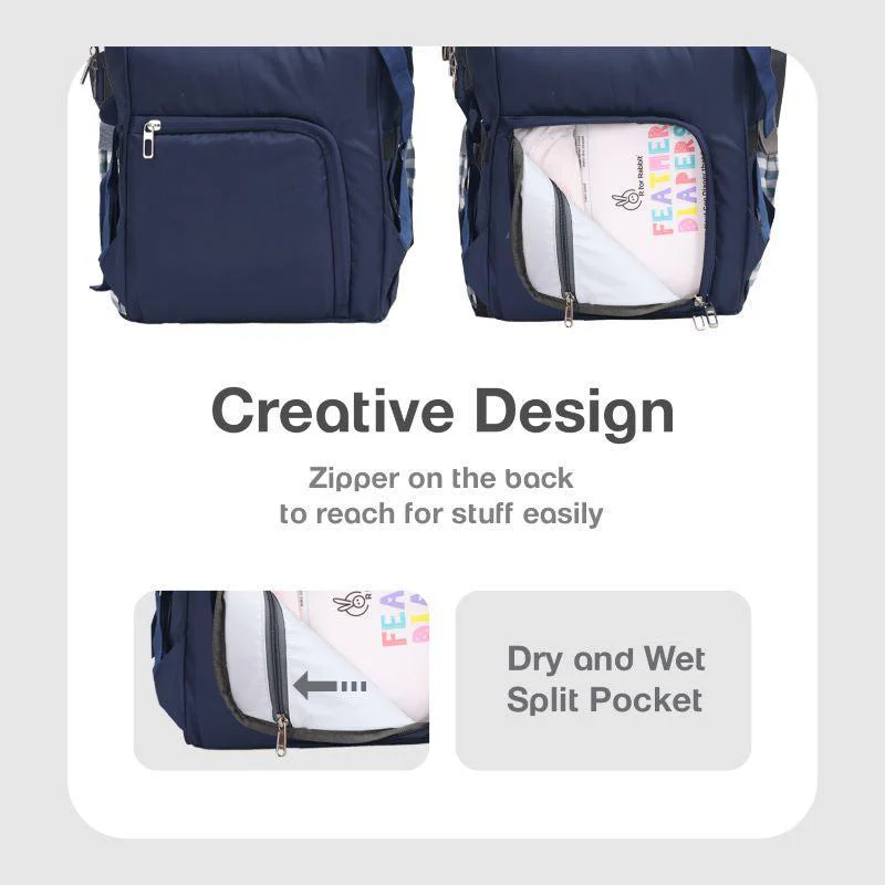 Caramello Regal Diaper Bag With Personalized Name Tag - Blue Stripes - Image 7