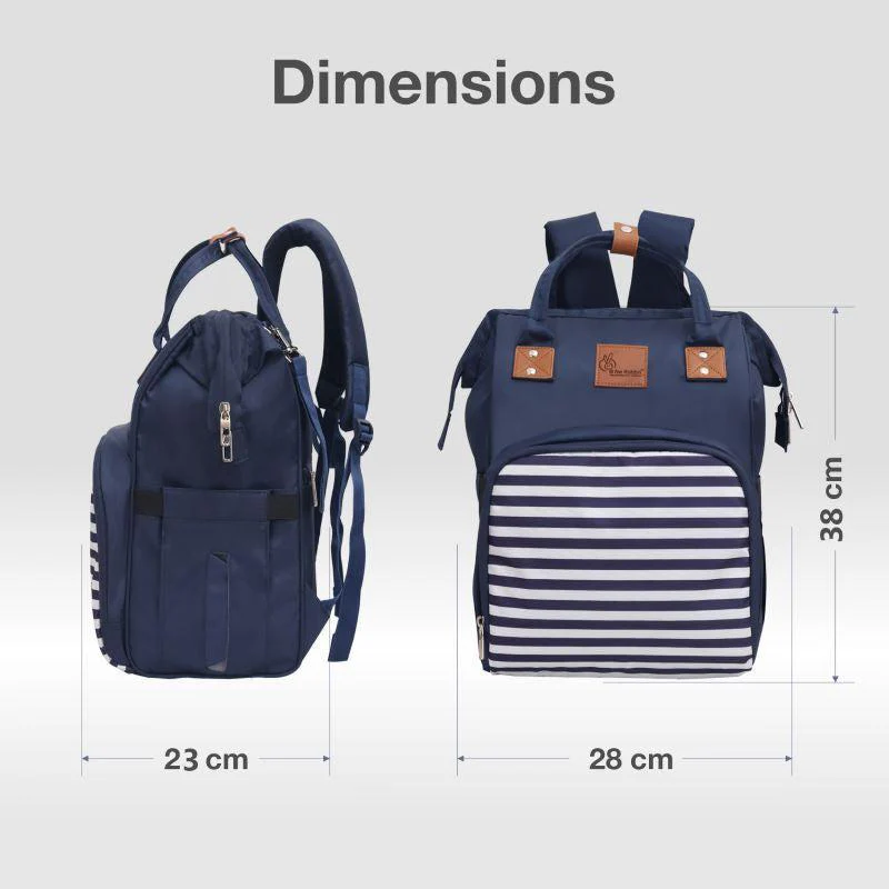 Caramello Regal Diaper Bag With Personalized Name Tag - Blue Stripes - Image 9