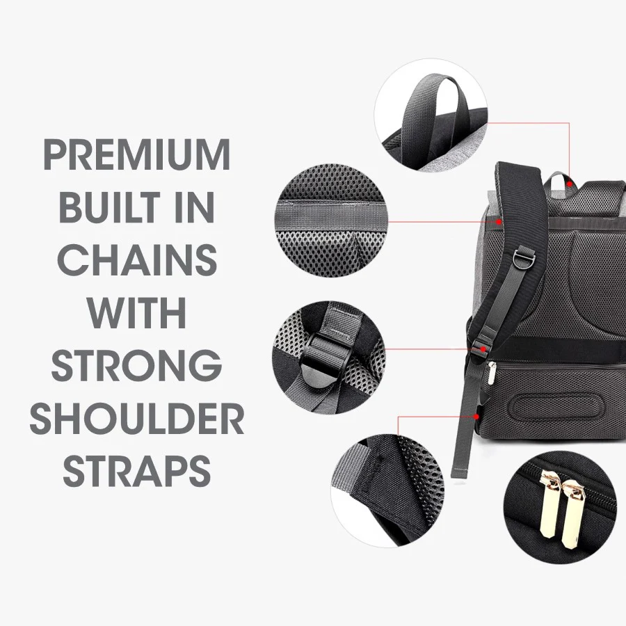 Caramello Smart Premium Diaper Bag for Moms & Dads with USB & Trolley Strap - Black Grey - Image 3