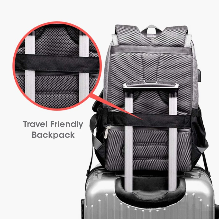 Caramello Smart Premium Diaper Bag for Moms & Dads with USB & Trolley Strap - Black Grey - Image 7