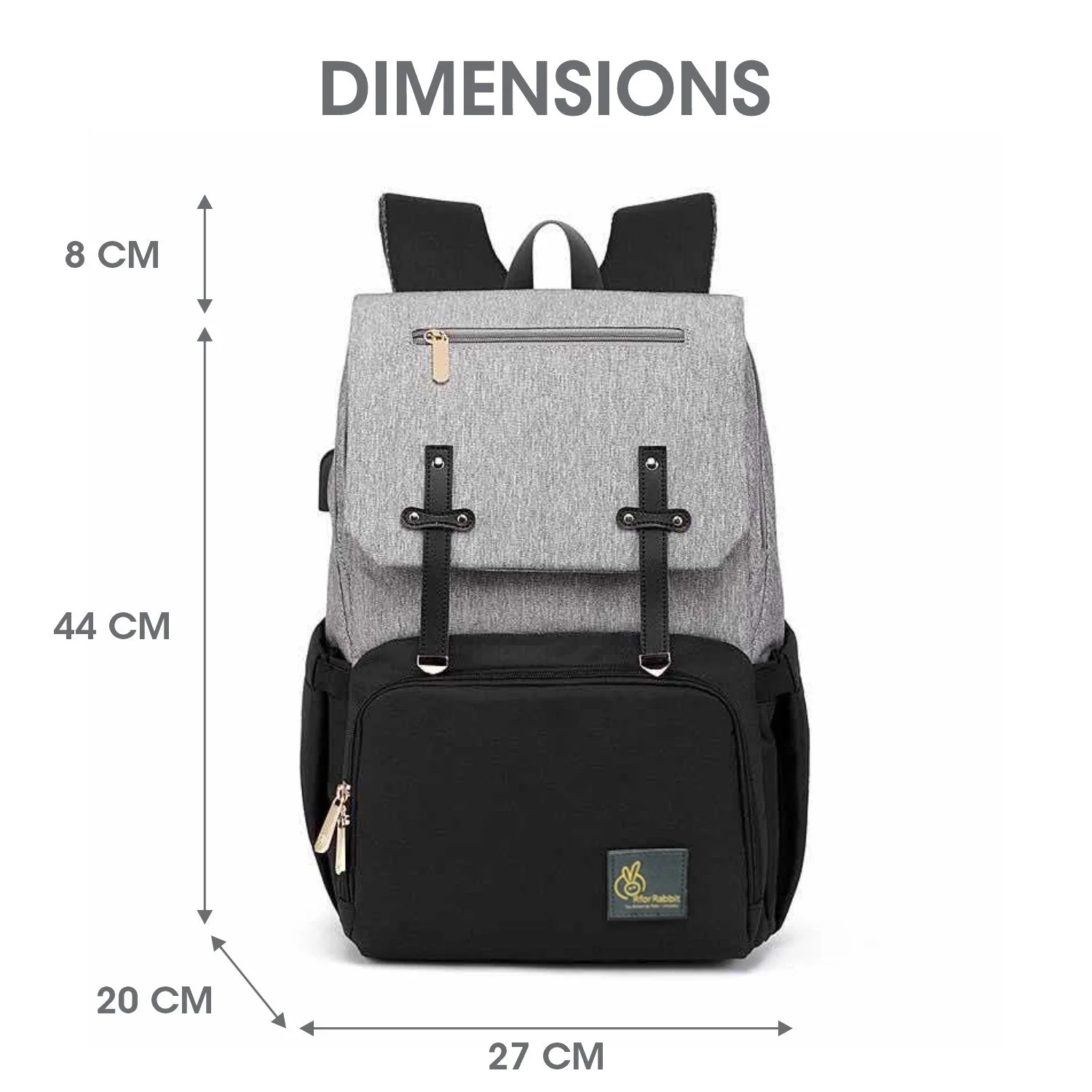 Caramello Smart Diaper Bags For Mother With High-Quality Water-Resistant Material - Grey Black - Image 7