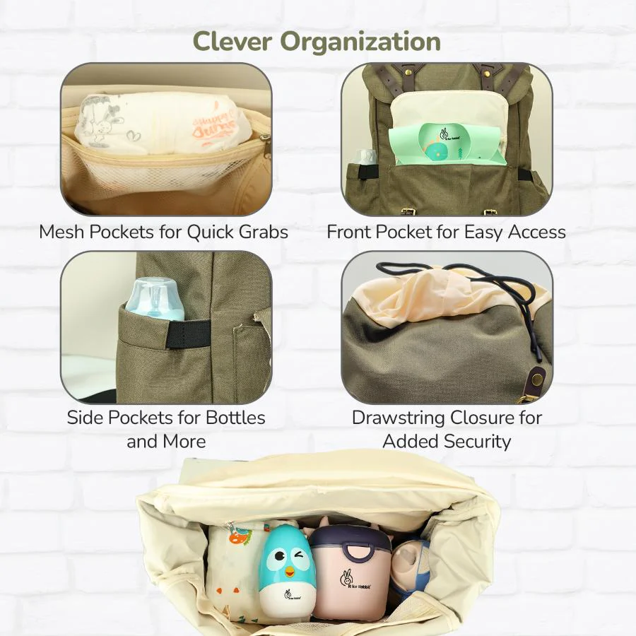 Caramello Sportz Diaper Bag For Moms With Personalized Name Tag - Military Green - Image 5