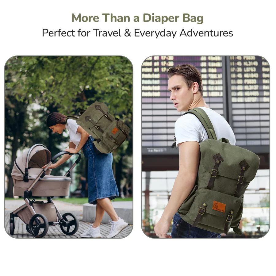 Caramello Sportz Diaper Bag For Moms With Personalized Name Tag - Military Green - Image 7