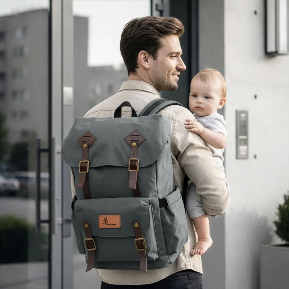 Caramello Sportz Diaper Bag For Moms With Personalized Name Tag - Graphite Grey