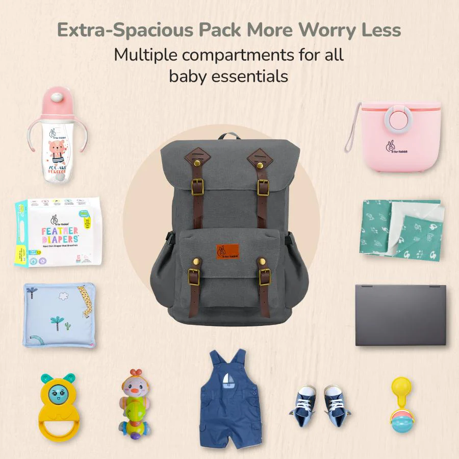 Caramello Sportz Diaper Bag For Moms With Personalized Name Tag - Graphite Grey - Image 4