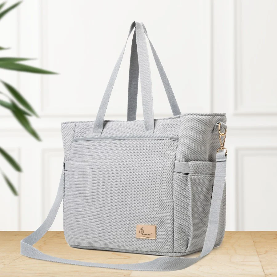 Caramello Tote Multi Purpose Diaper Bag With Spacious Storage - Grey - Image 2